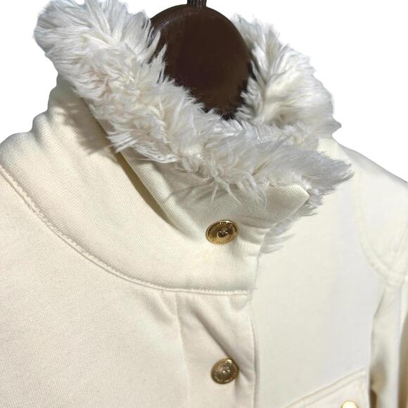 Twisted Heart Vintage Women's (P) Cream Shearling Collar 90s Jacket Zip-Up - Picture 2 of 9